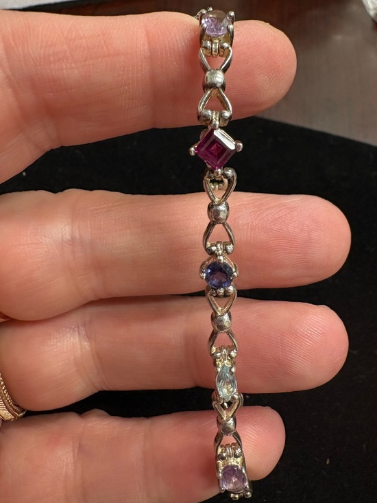 Jewelry - Multi gemstone 925 silver bracelet. Toggle clasp 7.25 inches
